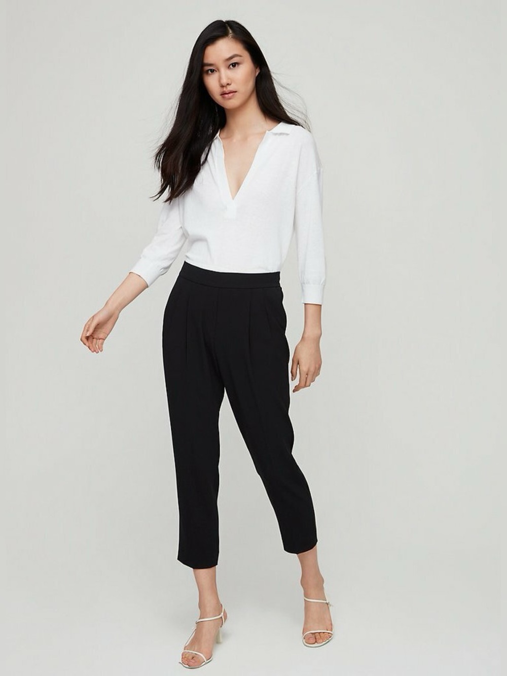 Aritzia Babaton Cohen Pant Black Pleated Trousers Japanese Triacetate Sz 4